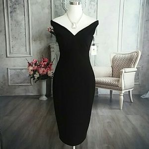 calvin klein black off shoulder dress